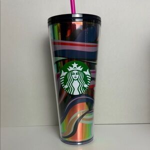 Starbucks Multicolor Tumbler with Pink Straw